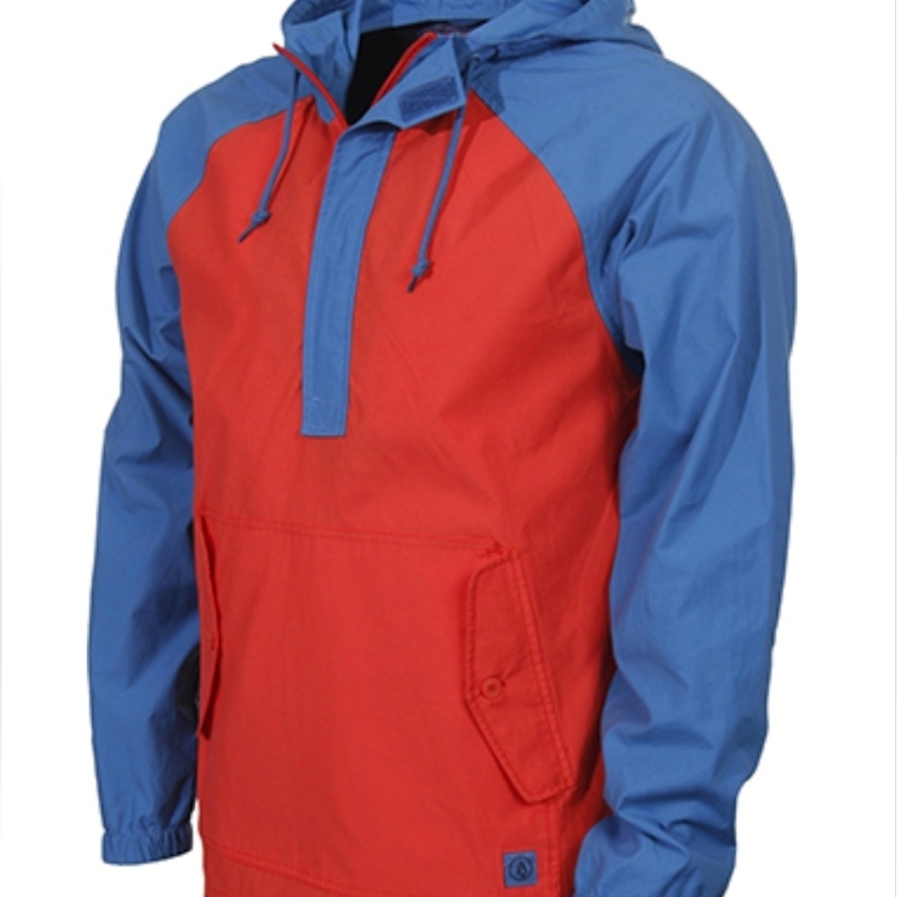 Volcom Vintage Broma Jacket Sz XL Red/Navy Pullover Hooded